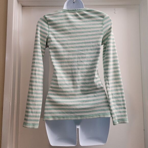 Boden mint green and ivory striped cotton long sleeve shirt - Picture 3 of 3